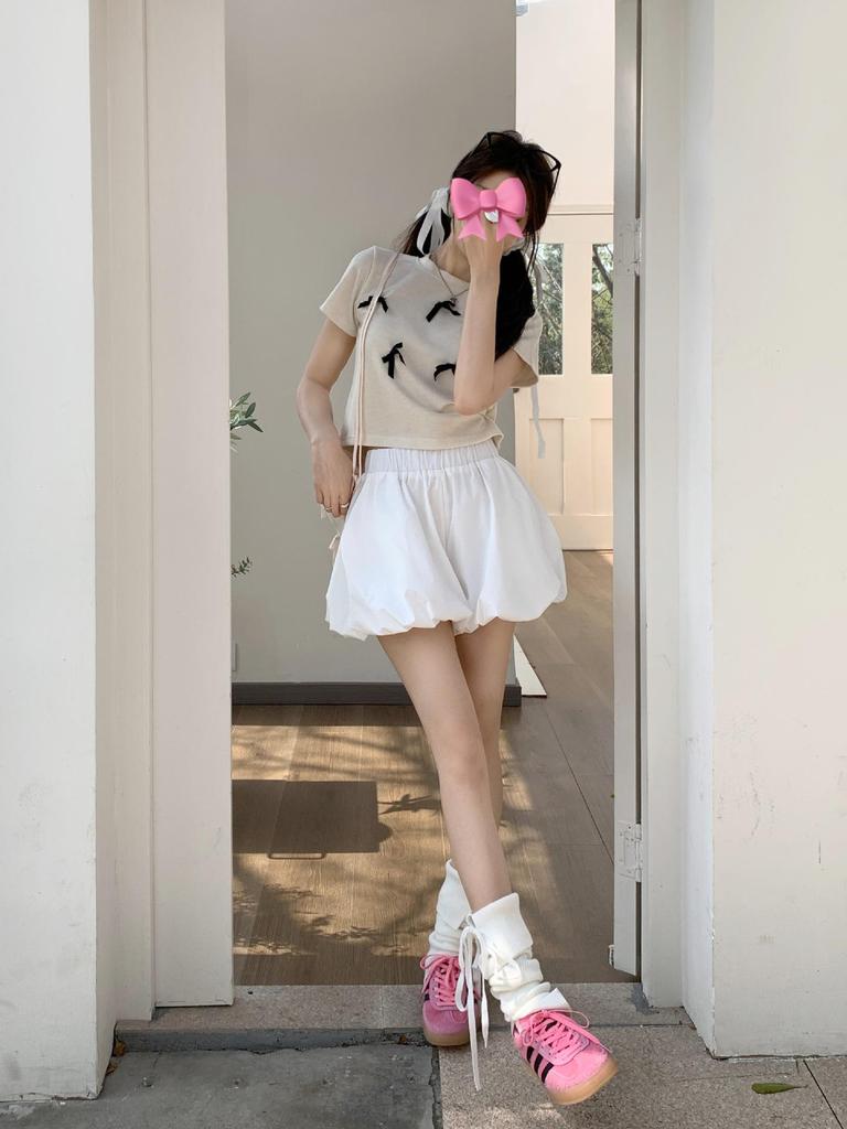 Koreanischer Stil High-Waist Schwarze Weitbein-Shorts für Damen - Sommer 2024