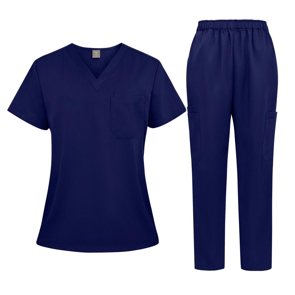 3Xl Men'S And Women'S Casual Loose Large Size Wind Hand Washing Clothes Doctor Nurse Clothes Work Clothes Solid Color Set Short Sleeves