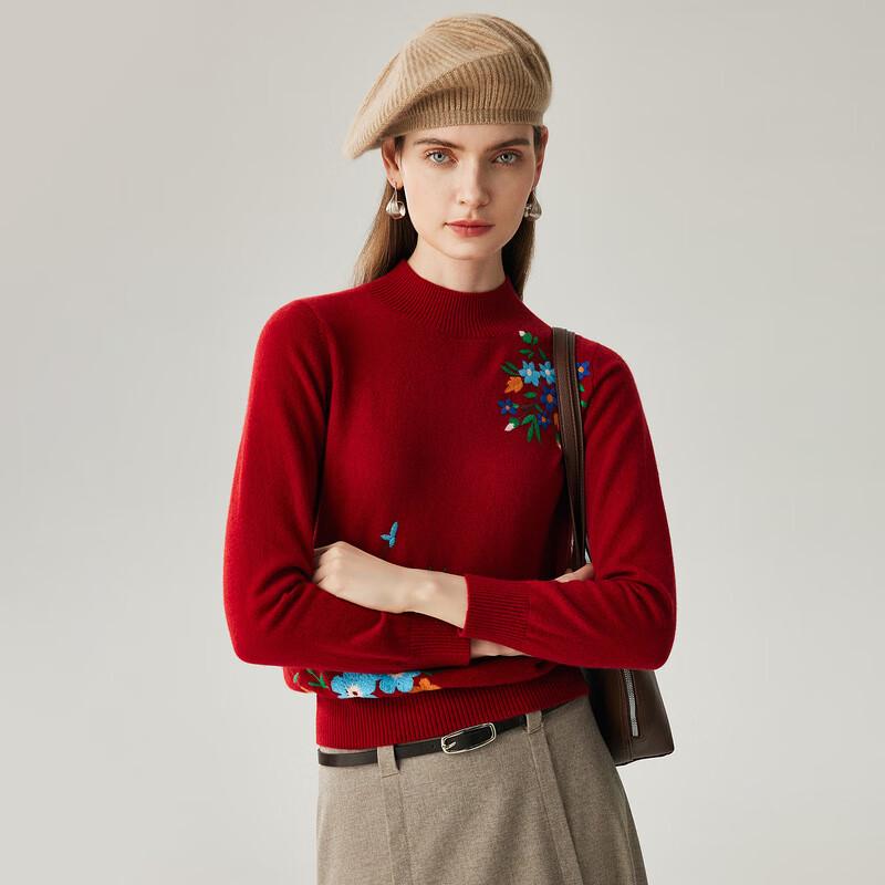 Zhaojun Women's 100% Cashmere Semi-High Collar Sweater