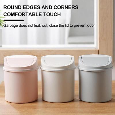 Mini Waste Bin With Lid Desktop Office Organizer Storage Home Garbage Basket Container Table Trash Cleaner Small Trash CanHolder
