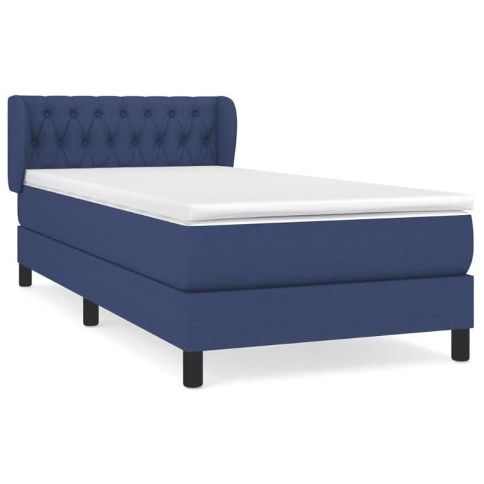 3126459 vidaXL Lit à sommier tapissier avec matelas Bleu 90x200 cm Tissu