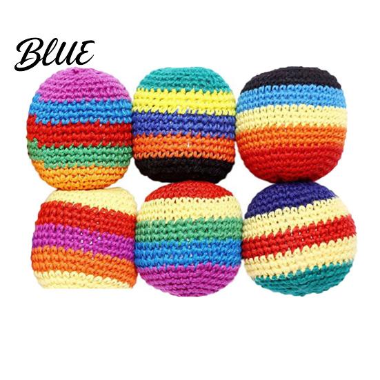 Soft Durable Sandbags 6Pcs Knitted Footbag Sack Handmade Crochet Juggling Balls for Beginners Vibrant Pattern Yarn Outdoor Play Colorful Gift Teens