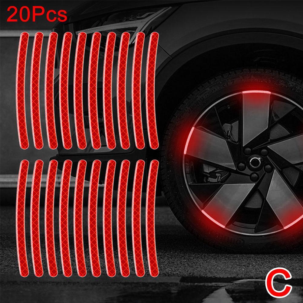 20Pcs Motorcycle Wheel Reflective Stickers Night Safety Warning Strips Motorcycle Helmet Bike Hub Styling Night Reflector Decal