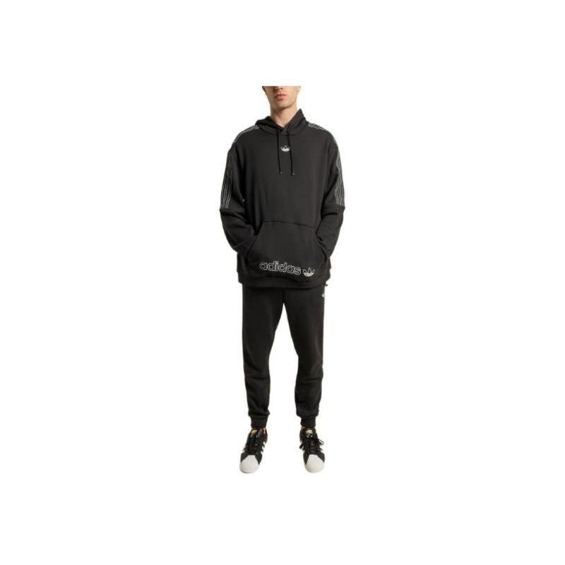 Adidas Originals Sprt Series Three-Stripe Hoodie, Men Comfort Casual Long Sleeve Black Hoodies GN2470