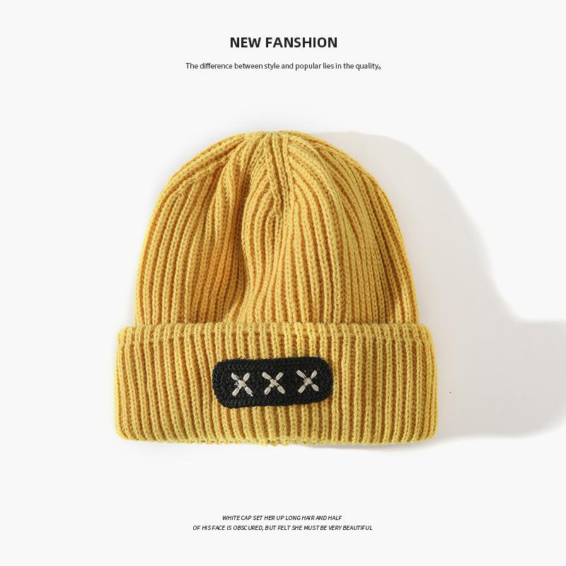 Warm Wool Hat In Autumn and Winter, Round Face and Slim and Versatile Mohair Label Knitted Hat for Women's Ear Protection Korean Version