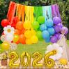 2026 Children's Day Graduation School Decoration: Rainbow Balloon & Ribbon Setup for Outdoor Classroom Camping Atmosphere