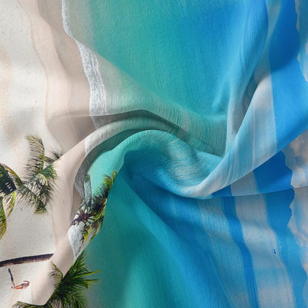 Fake Window Tropical Beach Tapestry Coconut Tree & Ocean View Wall Hanging for Living Room, Bedroom & Homestay Decor