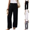 Pantaloni di Lino Casual alla Moda da Donna a Vita Alta