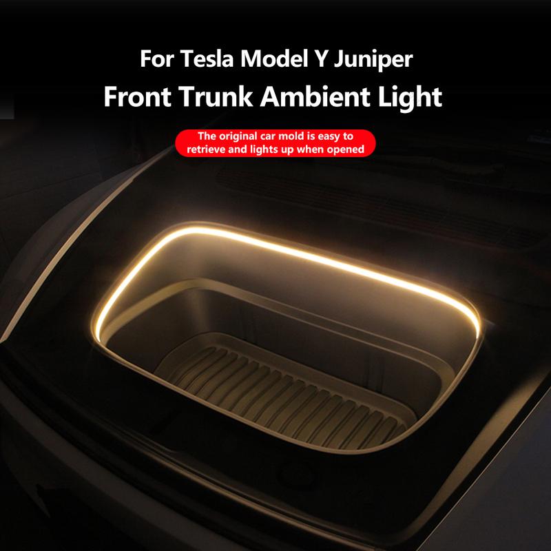 For Tesla Model Y Juniper Model 3 Highland 2025 Front Trunk Frunk LED Ambient Surround Light Flexible Silicone Strip Accessories