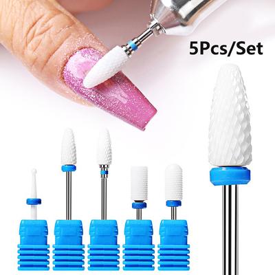 5 pezzi/set punte per trapano per unghie in ceramica per trapano elettrico manicure pedicure strumenti lucidatura unghie macchina accessori attrezzature
