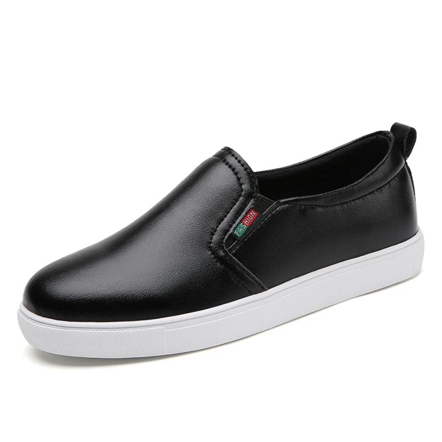 

2025 Новые туфли на плоской подошве из кожи для женщин, маленькие туфли для весны и осени, повседневная спортивная нескользящая обувь с низким верхом, повседневные лоферы для женщин 41 чёрный