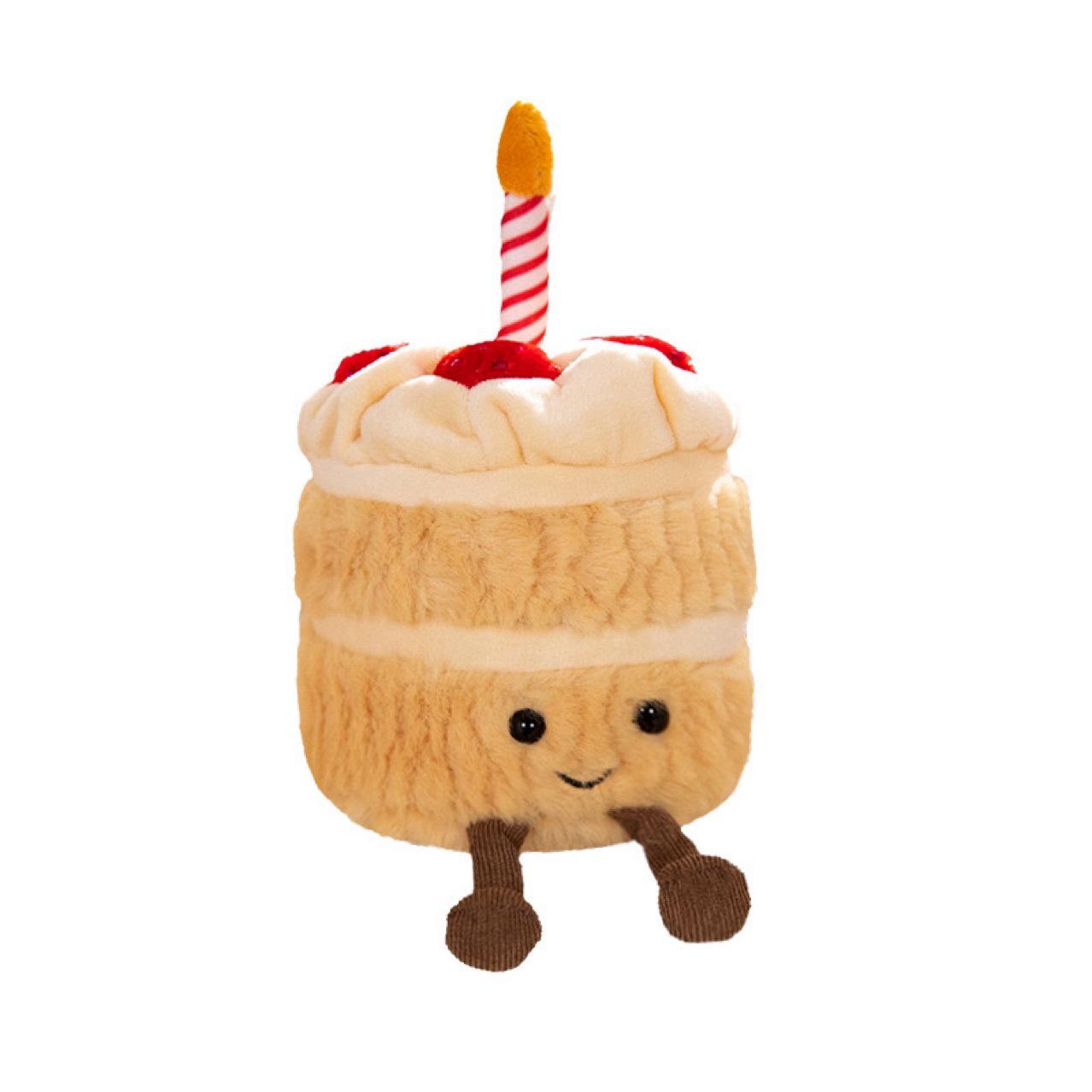 

Cute Pendant Plush Bread Doll Toy Strawberry Cake without Sound