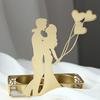 Yousheng Golden Couple Tealight Candle Holder Romantic Valentine's Day Dual Candlestick for Wedding Anniversaries Birthday Party Table Centerpiece