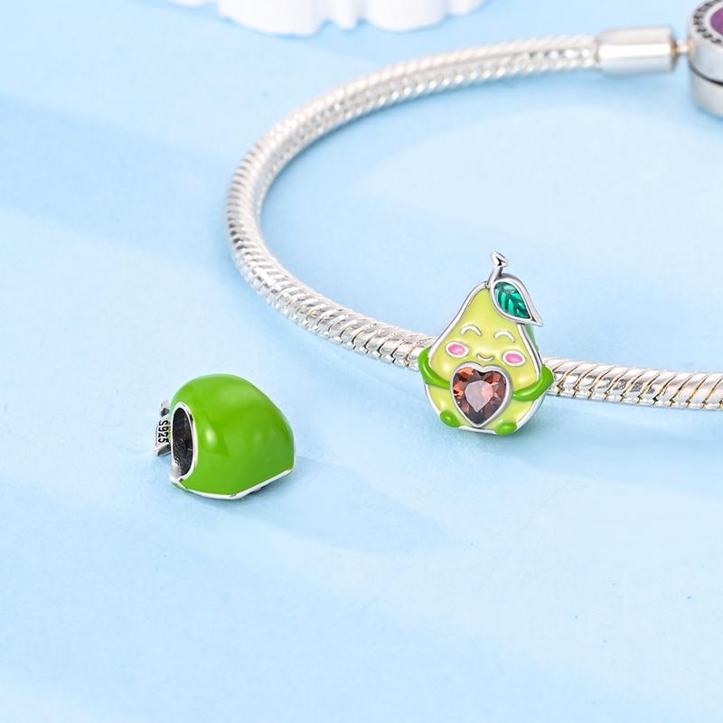 Anniversary Copper Charms Avocado Strawberry Cherry Beads Fit Bracelet Accessories Bead Jewelry Making Jewelry Gift