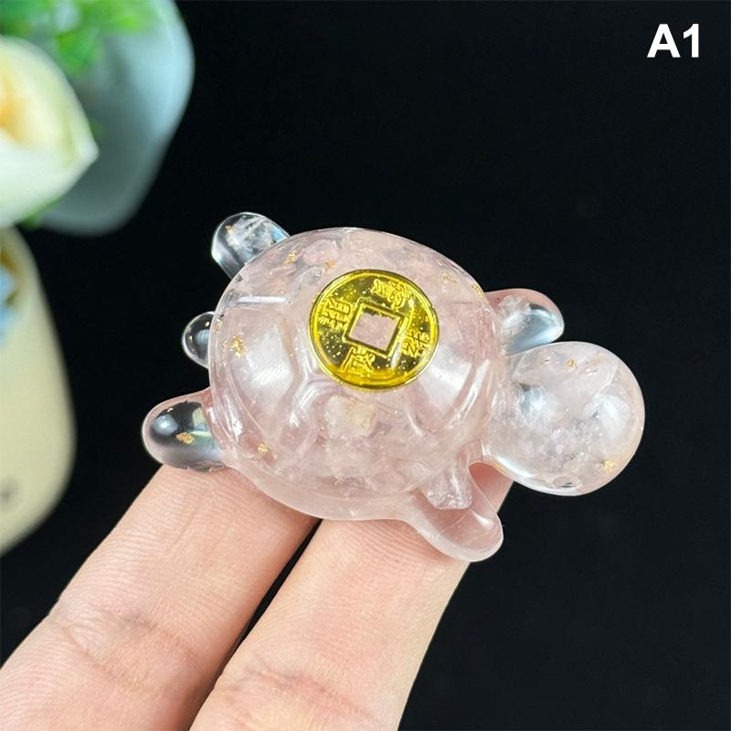 Money Turtle Statue Wealth-Attracting Feng Shui Good Luck Charm Resin Decorative Turtle Ornament Home Office Decor