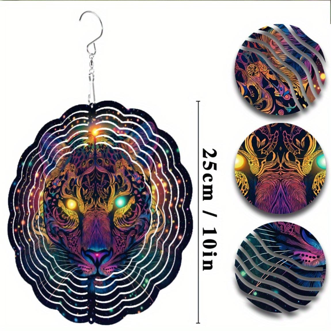 

3D Металлическая подвесная ветровая скульптура с узором «Звездное небо» и леопарда, Рождественское украшение для уличного сада 01A