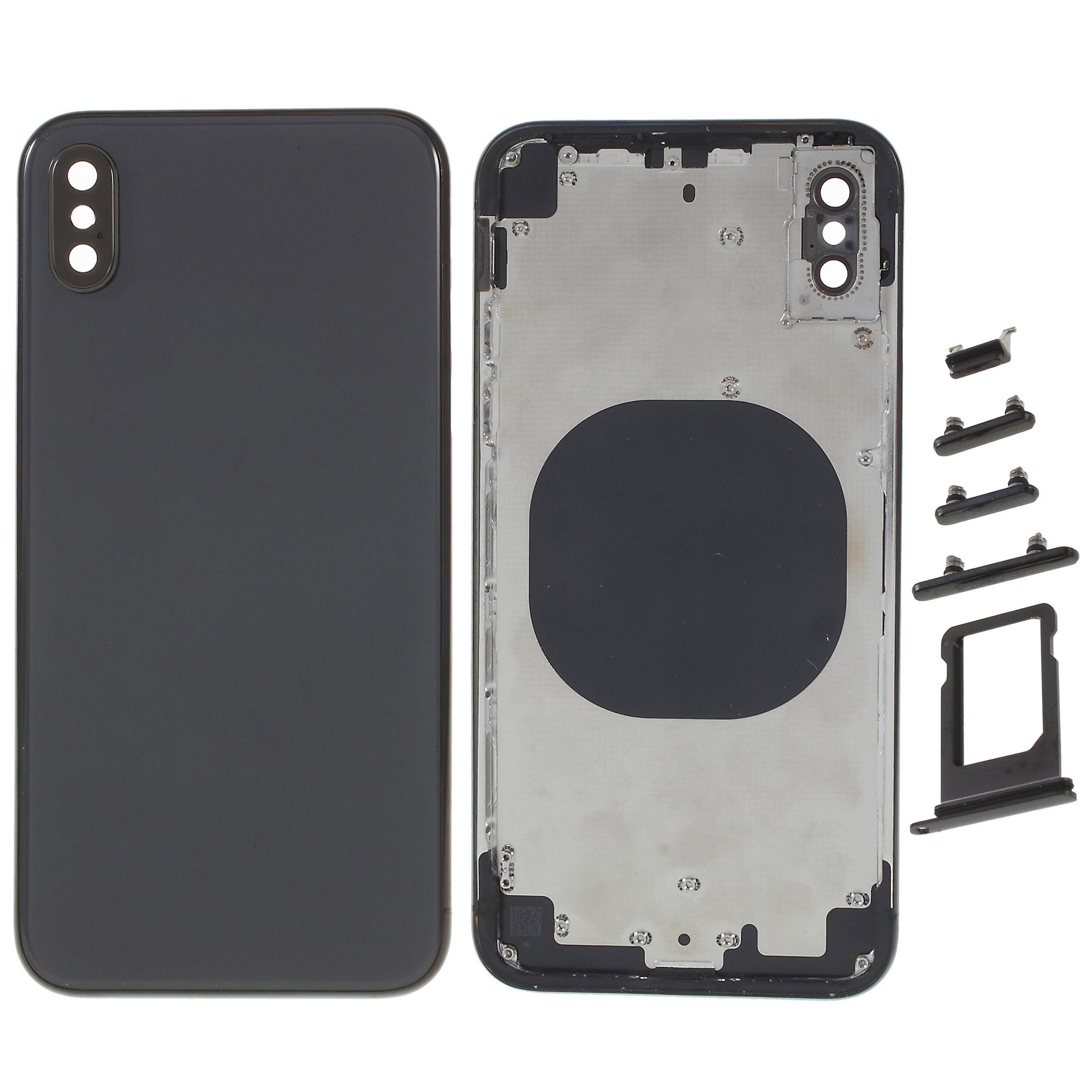 

For iPhone X Back Battery Housing Cover+Middle Plate Frame+Side Buttons Replacement Part (without Logo) Black