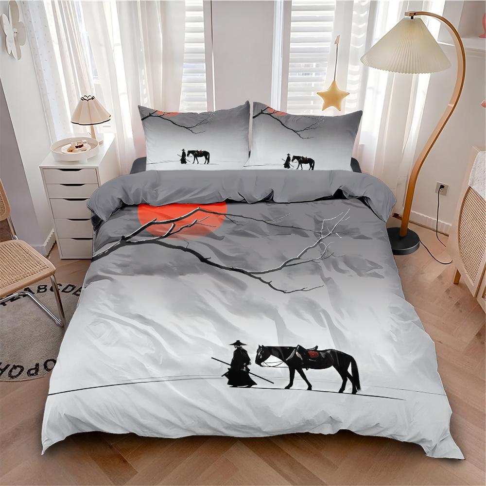 Luxuriöses 3D Feines Pferd Bettwäscheset Queen King Double Bettbezug Set Tier Pferd Bettwäsche Bequemer Steppdeckenbezug Bettset