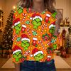 Women's Fashionable Casual Long Sleeve Crewneck Graphic Print Top for Everyday Wear