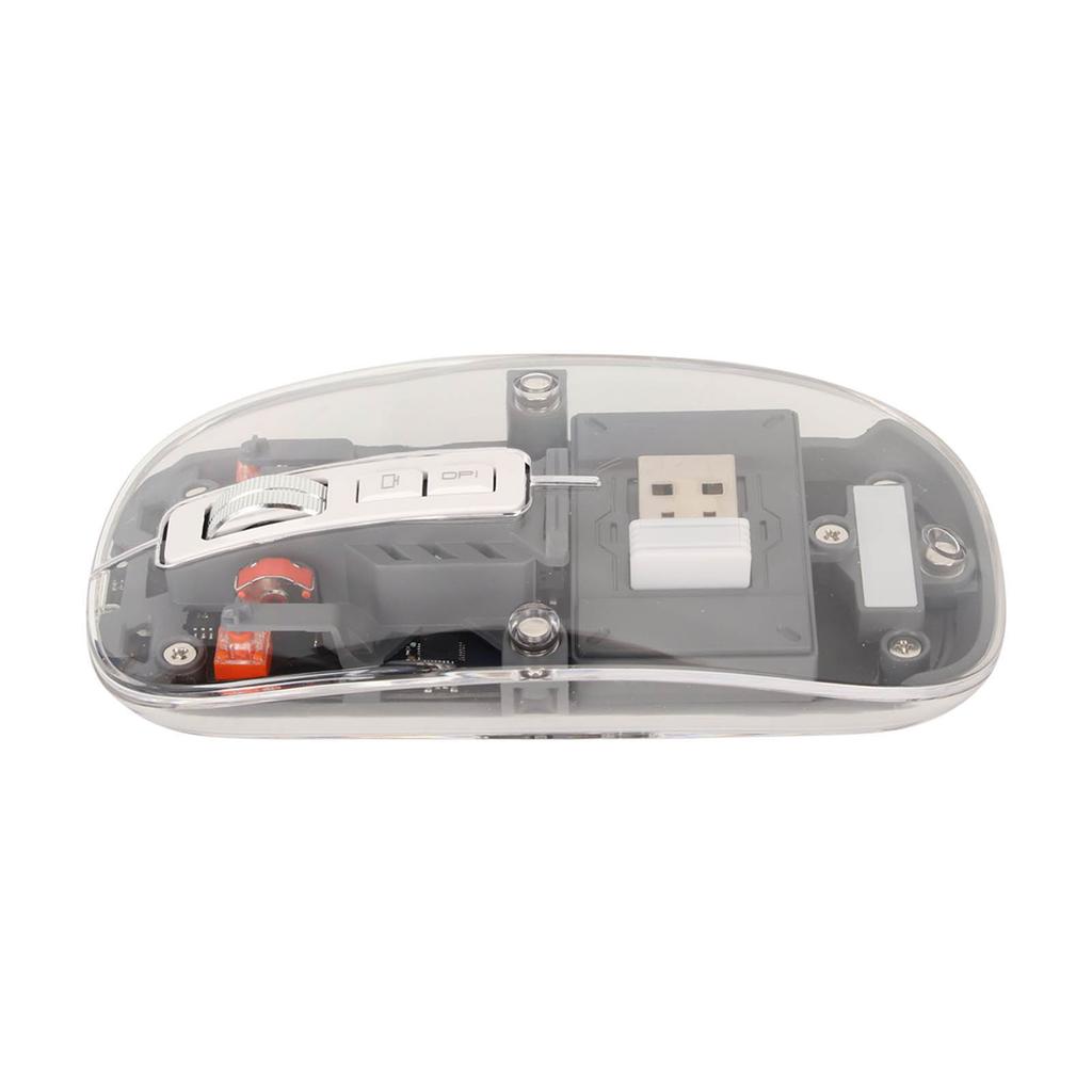 Wireless Bluetooth Mouse Transparent Clear Cool Shell Mute Click Colorful Breathing Lights Laptop Computer Mice Grey