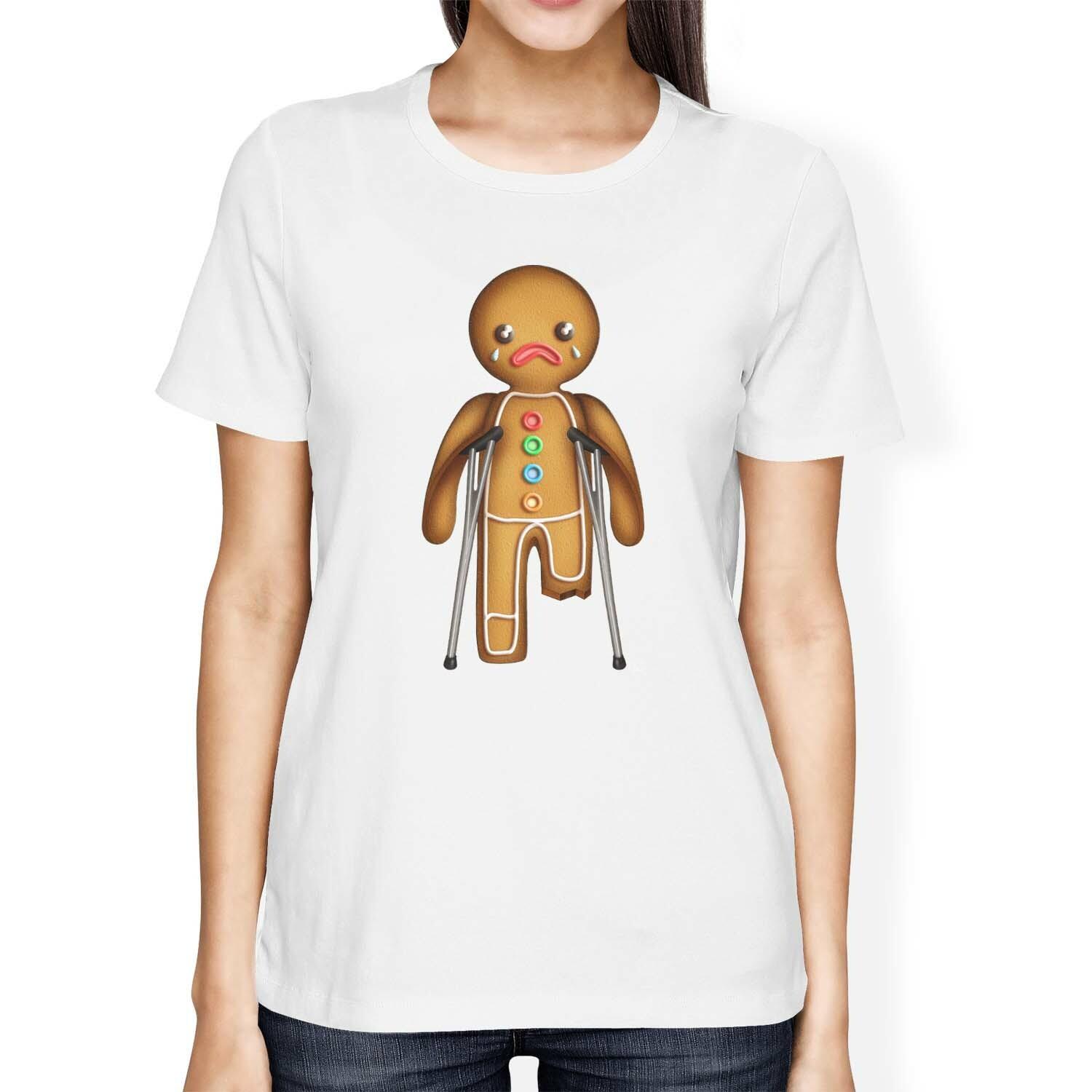 1Tee Womens Loose Fit Christmas Gingerbread Man On Crutches T-Shirt XXXXL