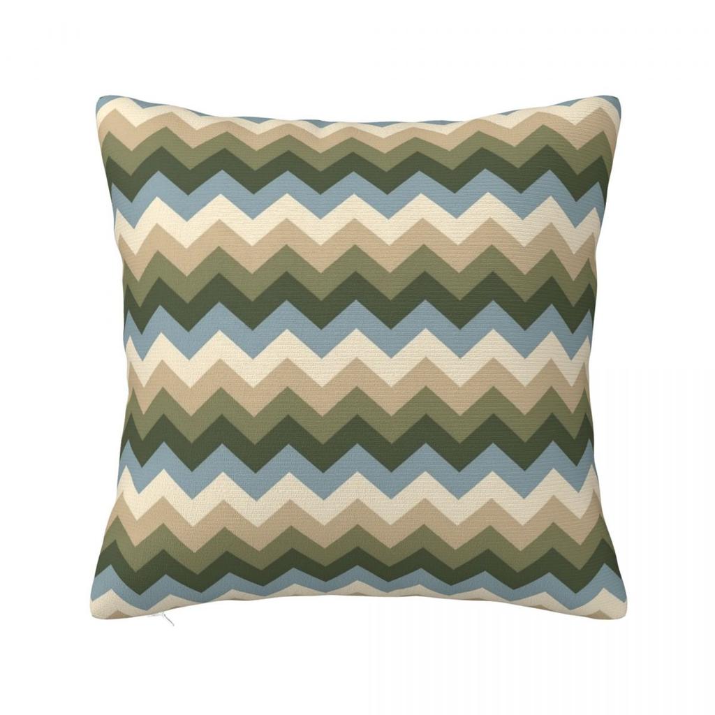 Earth Toned Waves Zigzag Pillowcase Polyester Cushion Cover Gift Wavy Throw Pillow Case Cover Home Zipper 40*40Cm