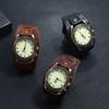 Mens Vintage Leather Bracelet Watch Accessory Adjustable Cuff Style Brown Black Retro Design