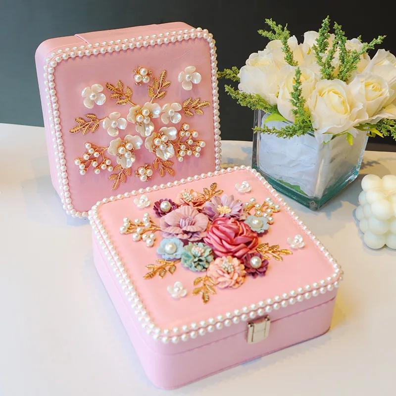 Flower Jewelry Box European Style Large Capacity Storage for Rings Earrings Necklaces Wedding Elegant