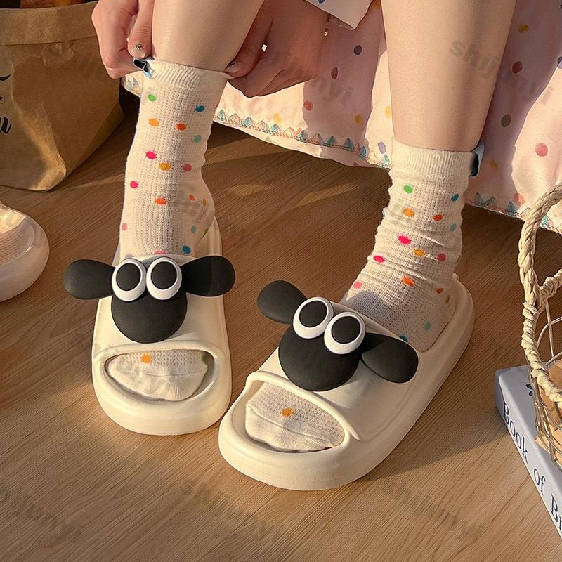 Fashion Women Cute Sheep Sandals Summer New Design Thick Sole Flip Flops Beach Slides Home Casual Shoes Flat Female Eva House Slippers