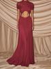 2026 new women's fashion temperament sexy hollow hip wrap pleated solid color dress long dress European and American clothing