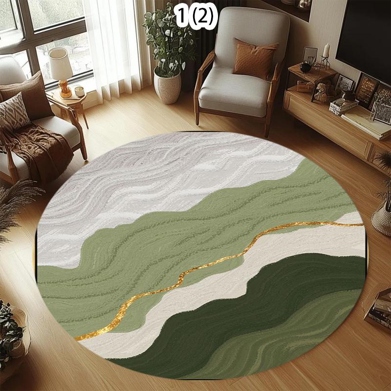 

Minimalist Wave Round Rug Modern Home Decor Geometric Lines Pattern Carpet Soft Non-Slip Floor Mat for Living Room Bedroom 100cm