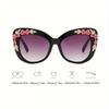 Vintage Cat Eye Fashion Glasses with Flower Decor Chic Luxury for Women Trendy Unisex Eyewear High Quality Hot