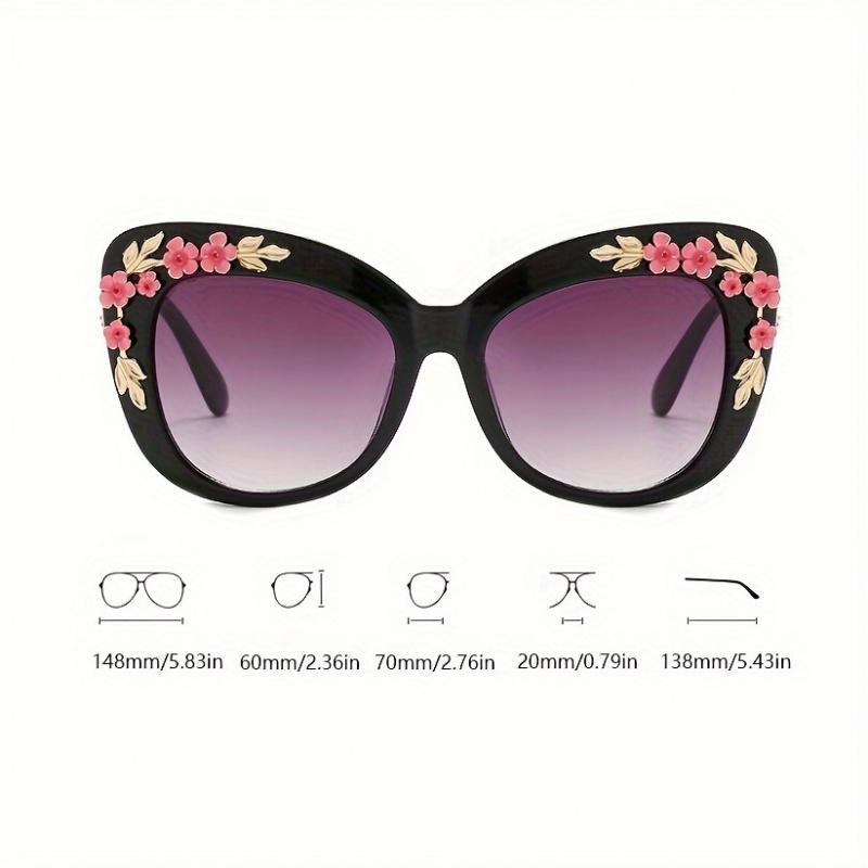 Vintage Cat Eye Fashion Glasses with Flower Decor Chic Luxury for Women Trendy Unisex Eyewear High Quality Hot