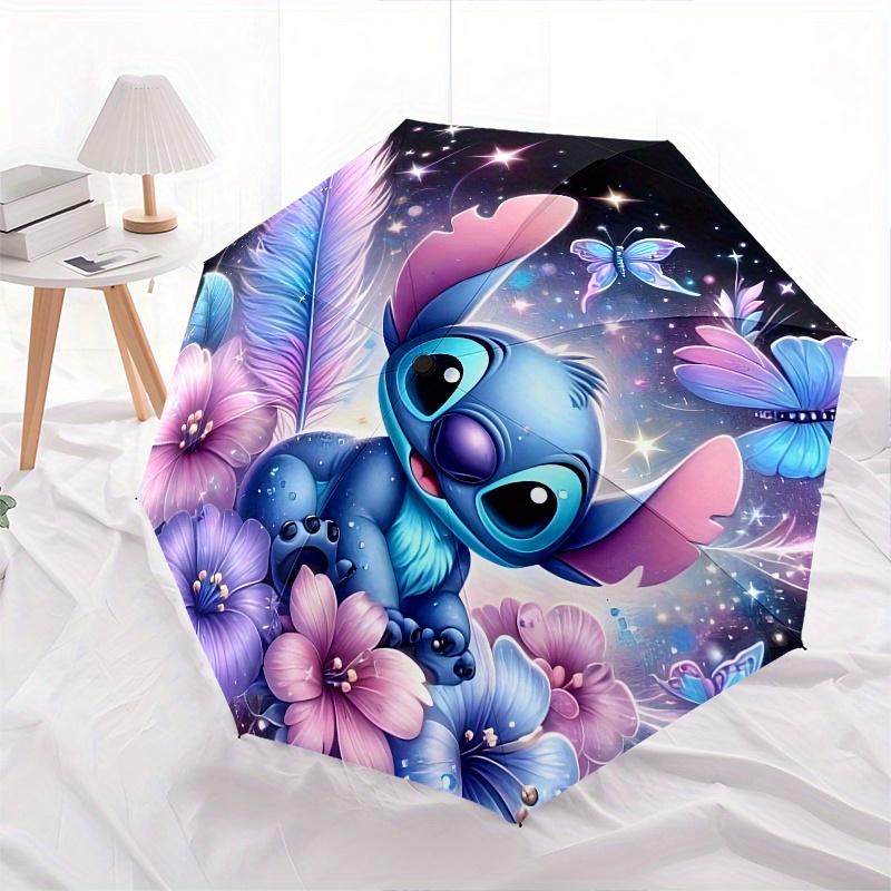 Stitch, Ombrello Fantasy ad Apertura e Chiusura Automatica, Ombrello da Viaggio Compatto, Leggero e Portatile, Adatto per Spiaggia Pendolarismo Busi