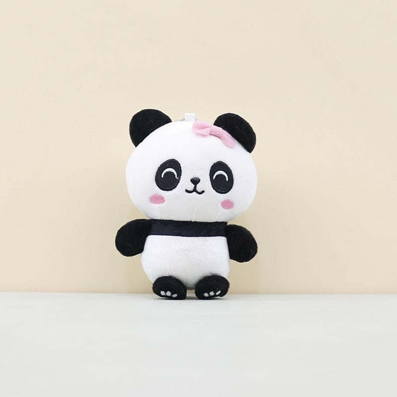 Cute Panda Plush Toy Keychain Soft Cuddly Animal Doll With Bow For Collectors