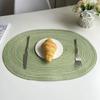 2pcs Washable Boho Oval Braided Placemat Hand-woven Heat Insulation Pad  Dining Table