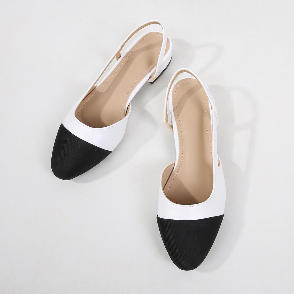 Women's Plus Size Chunky Heel Sandals: Open Toe, Low & Mid Heel, Flat & Backless, Color Block Design.