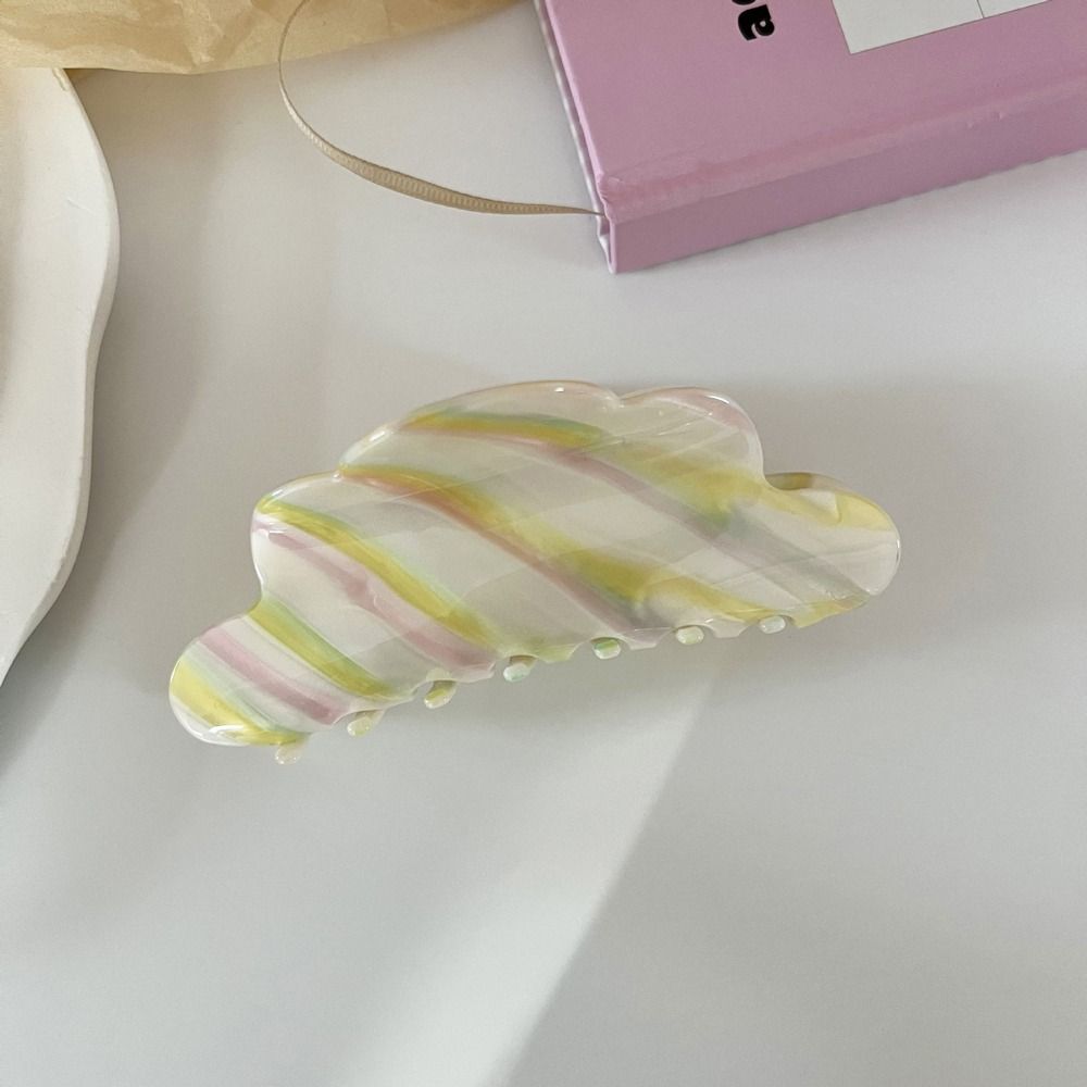 Colorful Stripe Shark Clip Stripe Rainbow Hair Clip Elegant Cloud Acetic Hair Claw  Lady/Girls