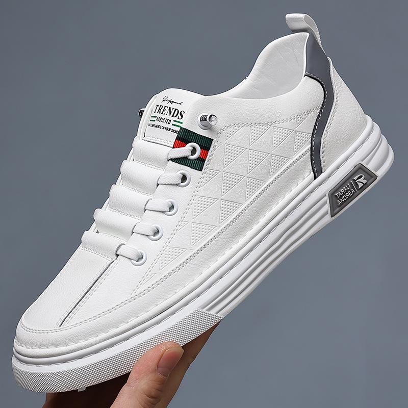 

2025 Men s Breathable White Leather Casual Sports Shoes - Soft Sole, Trendy Korean Style 40 білий