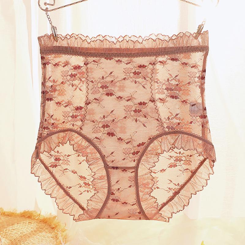Krajkové kalhotky s vysokým pasem, kontrolou bříška a pozvednutím boků pro ženy plus size - Prodyšné, rozkrok z čisté bavlny, trojúhelníčkový střih.