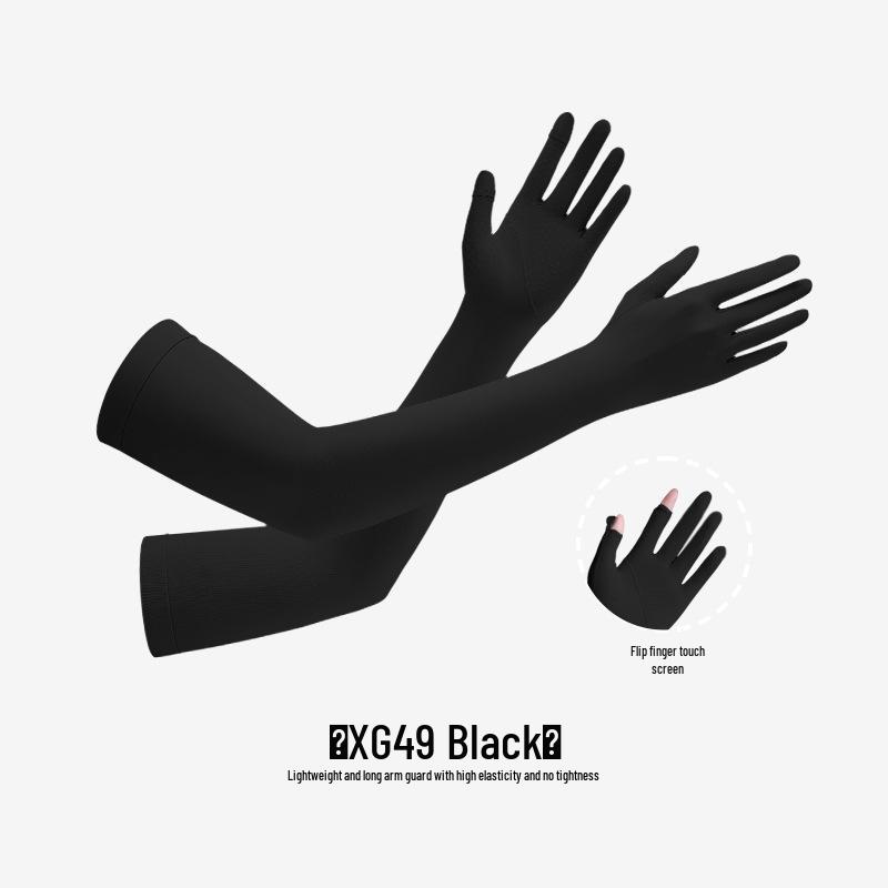Women's Summer Fingerless Sun Protection Gloves for Cycling & Driving - Anti-Slip, Breathable, Ice Silk Long Sleeves XG49