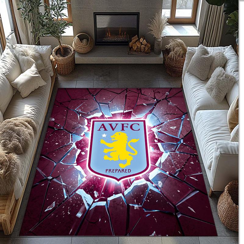 Tappeto in Velluto di Cristallo con Stampa Calcio Aston Villa, Comodo Assorbente d'Acqua Antiscivolo Tappeto per Pavimenti Interni