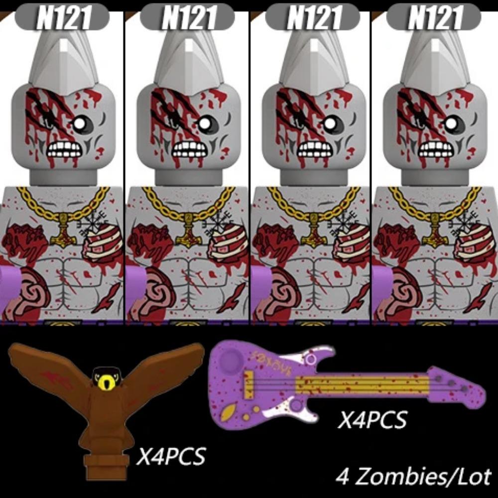 MOC Halloweenské Zombie Figurky Stavební Kostky Dvojitá Hlava Křivý Krk Příslušenství Kostky Hračky Dětský Dárek