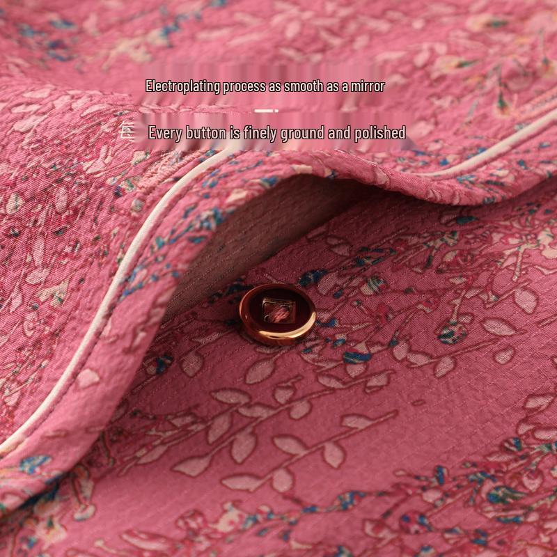 Elegant Floral Print Short-Sleeve Blouse for Mature Women