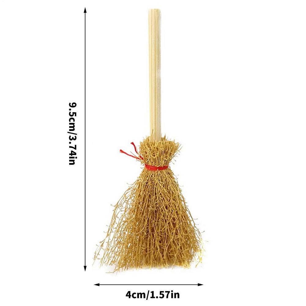 10Pcs Witch Broom Mini Broom Witch Straw Brooms Halloween Straw Craft Decoration Witches Accessories Halloween Party Gift