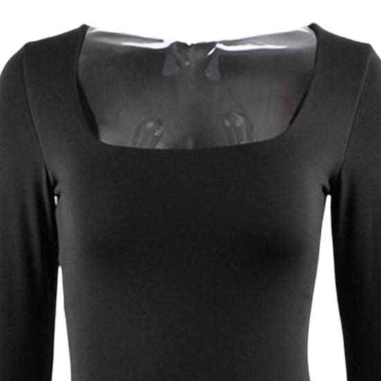 Women Bodysuit Solid Color Square Neck Slim Fit Sexy Lady Playsuit Daily Clothes