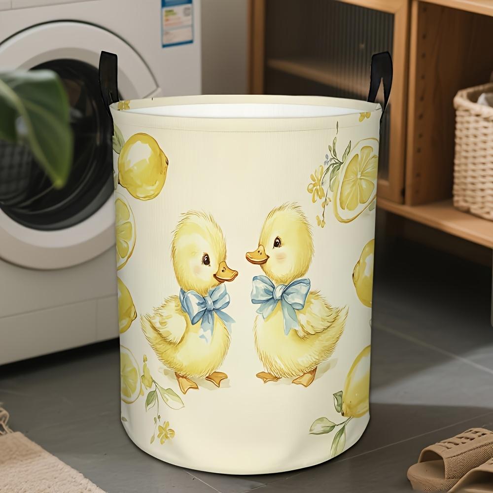 1pc, Yellow Duck and Lemon Storage Basket, Open Laundry Basket and Storage Box, Suitable for Apartments, Dormitories and Laundry Rooms, Foldable Desig
