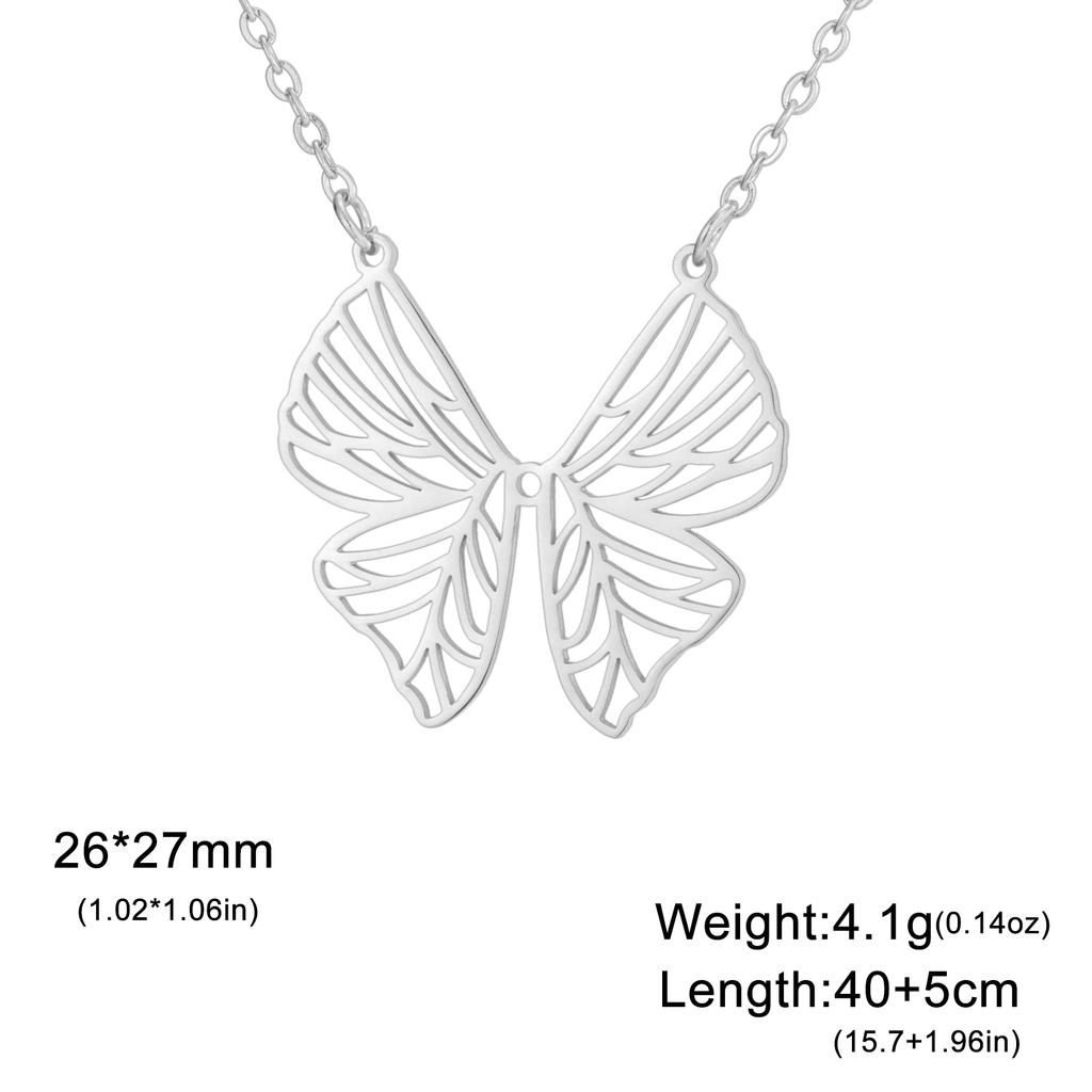Teamer Delicate Sweet Butterfly Pendant Necklace for Women Girls Stainless Steel Fashion Choker Jewelry Valentine's Day Gift