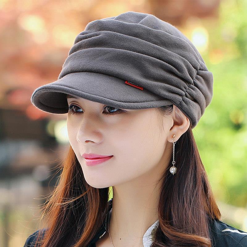 Korean Style Pullover Baseball Cap: Autumn/Winter Warm, Fashionable Pleated, Outdoor Flat Top Knitted Hat