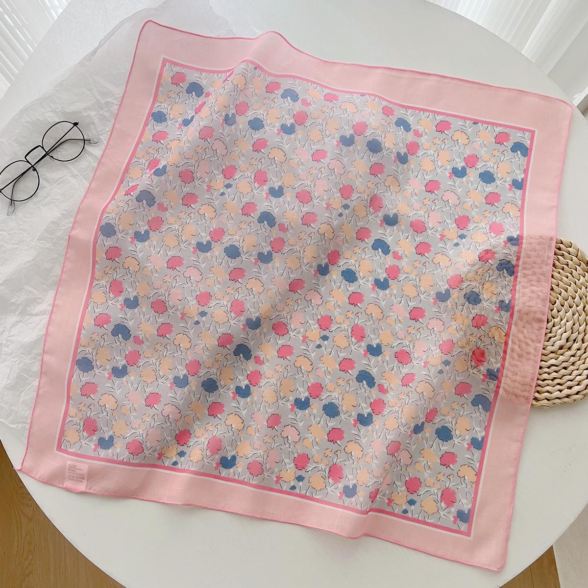 

Spring And Summer Korean Literary And Artistic Versatile Cotton And Linen Small Square Scarf Silk Scarf Women S Fashion Temperament Scarf Headband 58-58cm